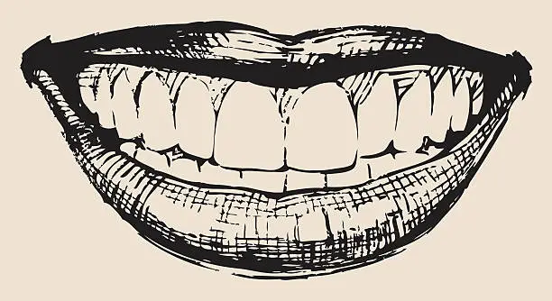 Vector illustration of An illustration of a smile in black and white