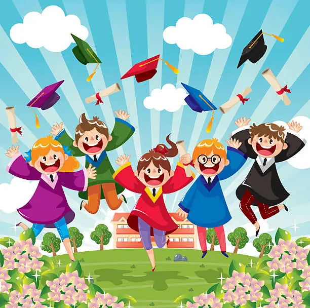 Vector illustration of Student Graduation