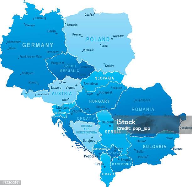 Vetores de Mapa Da Europa Centralmembros E Cidades e mais imagens de Mapa - Mapa, Sérvia, Croácia