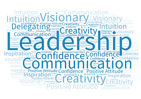 Word cloud with qualities of a great leader and manager