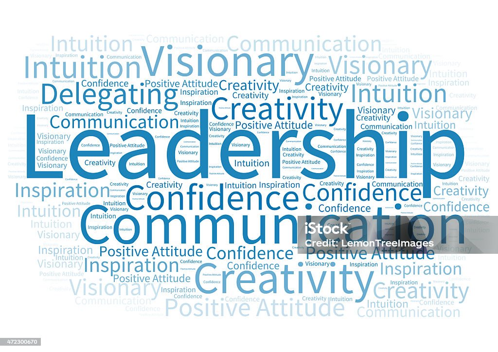 Word cloud about leadership Word cloud with qualities of a great leader and manager Leadership Stock Photo