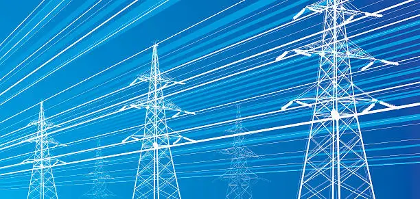 Vector illustration of Electricity power lines