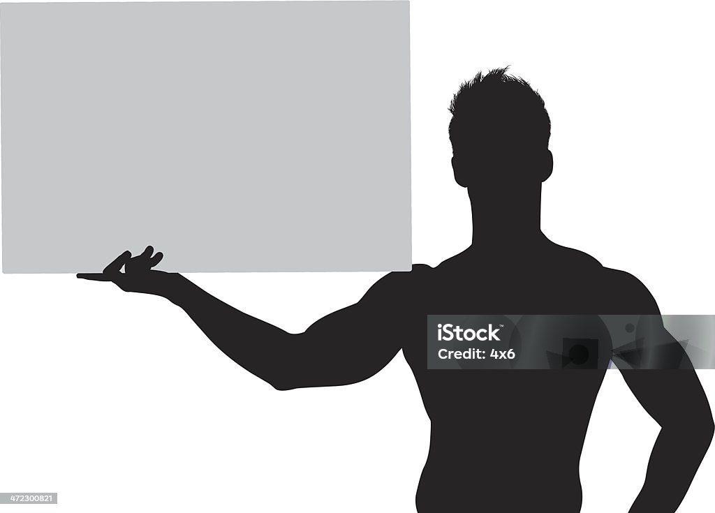 Nackter Oberkörper Mann hält eine leere Plakat - Lizenzfrei Bizeps Vektorgrafik