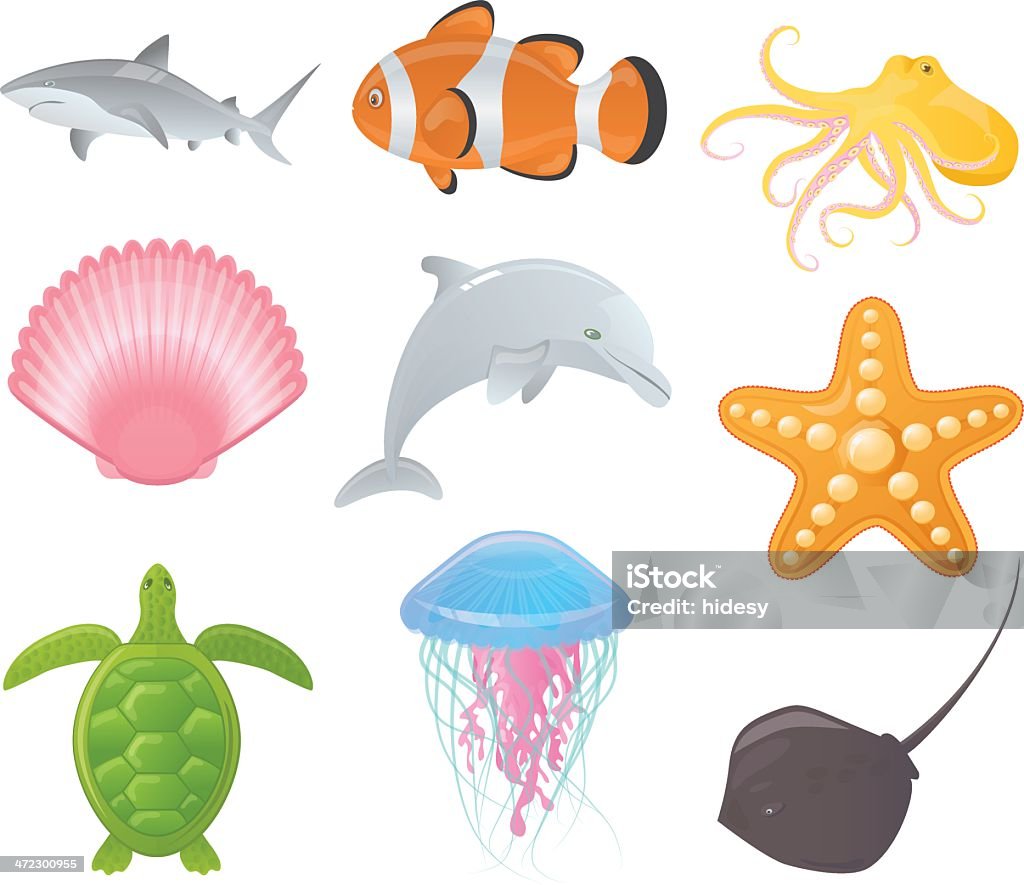 Sea Life Icons AI EPS 10 File.  Image contains transparencies. Sea Turtle stock vector