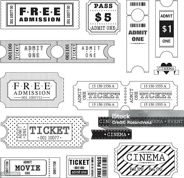Vetores de Par De Ingressos De Cinema e mais imagens de Tíquete - Tíquete, Admit one - Frase Curta, Entrada de Cinema