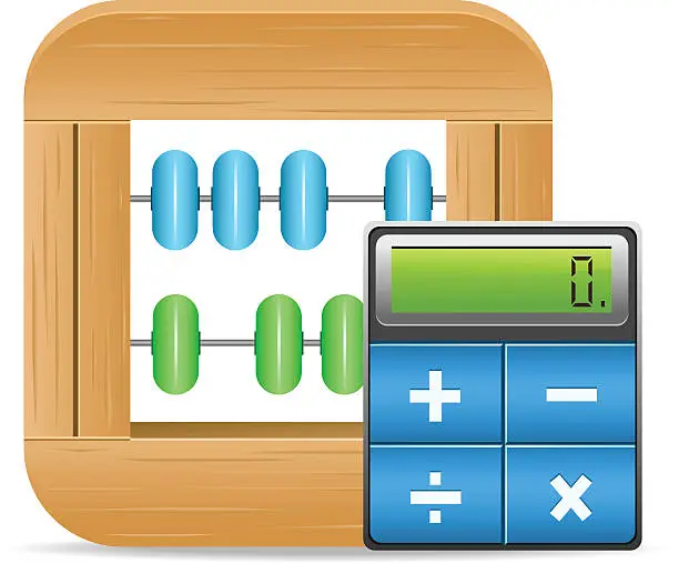 Vector illustration of Abacus with Calculator