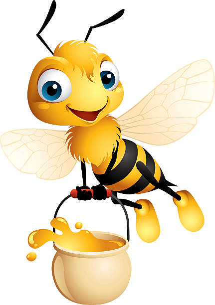 Bee Honey Jar Stock Illustration - Download Image Now - Bee, Honey, Cartoon  - iStock