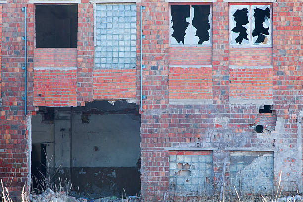 istock Facade of the destroyed building 472301060