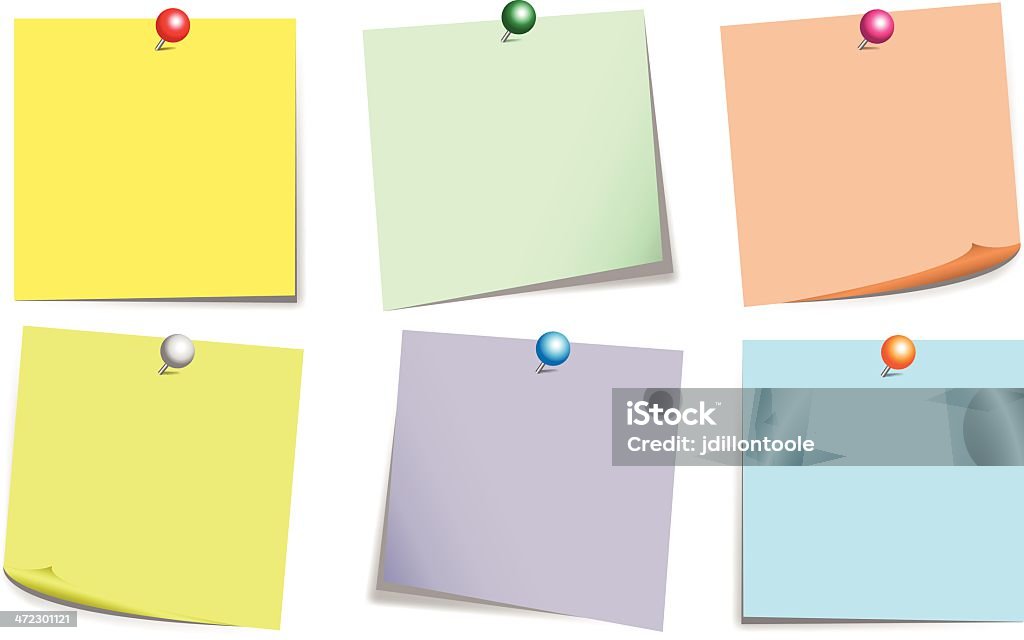 Sticky notes vector collection. Colorful sticky paper with red pin iso By  SmartStartStocker