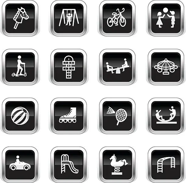 Vector illustration of Supergloss Black Icons - Playground