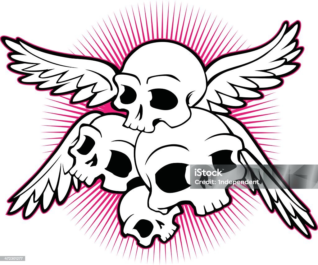 Skulls z skrzydła - Grafika wektorowa royalty-free (Czaszka człowieka)