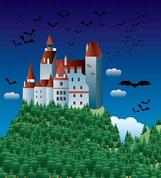 Vector illustration of Dracula castle