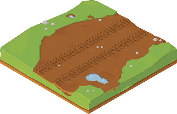 Vector illustration of Tyre Tracks on Land