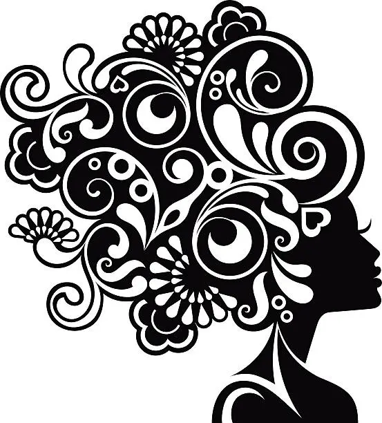 Vector illustration of Woman's hairstyle.