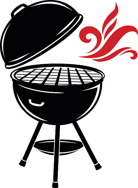 ilustraciones, imágenes clip art, dibujos animados e iconos de stock de bbq grill - char grilled fire coal heat