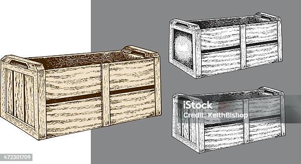 Drewniane Skrzyniabox Lub Pojemnik Wysyłkowy - Stockowe grafiki wektorowe i więcej obrazów Czarno biały - Czarno biały, Grafika wektorowa, Ilustracja