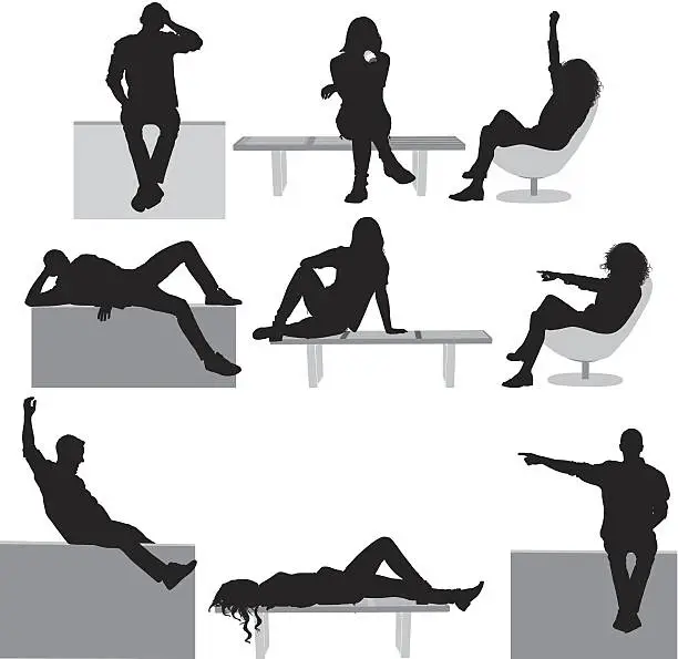 Vector illustration of Silhouette of casual people
