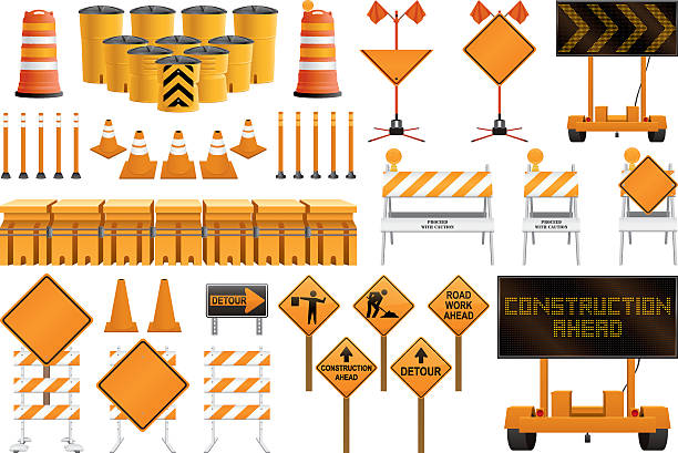 改装のサイン - road works ahead点のイラスト素材／クリップアート素材／マンガ素材／アイコン素材