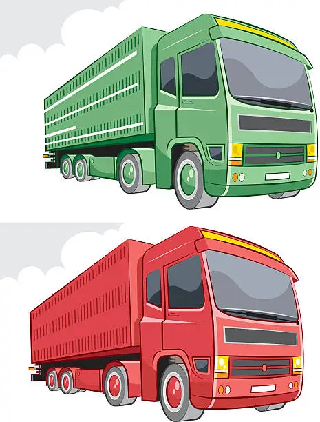 Vector illustration of lorry by two color versions