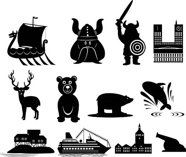Vector illustration of Norway icons