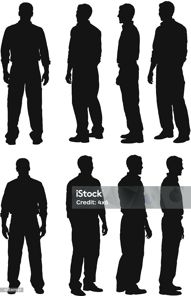 Multiple silhouette of men standing Multiple silhouette of men standinghttp://www.twodozendesign.info/i/1.png Men stock vector