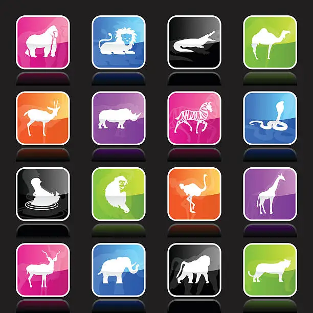 Vector illustration of Ubergloss Icons - African Animals