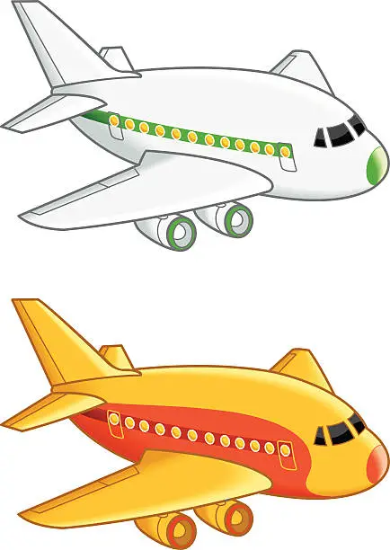 Vector illustration of two airlines cruising to same direction
