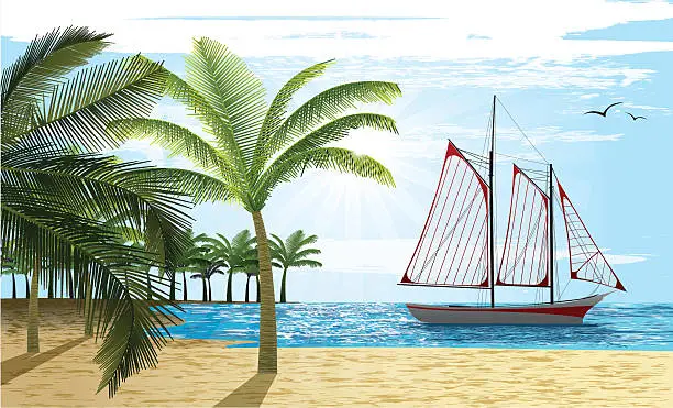 Vector illustration of beautiful beach