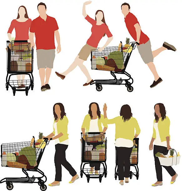Vector illustration of Vector of people in a supermarket