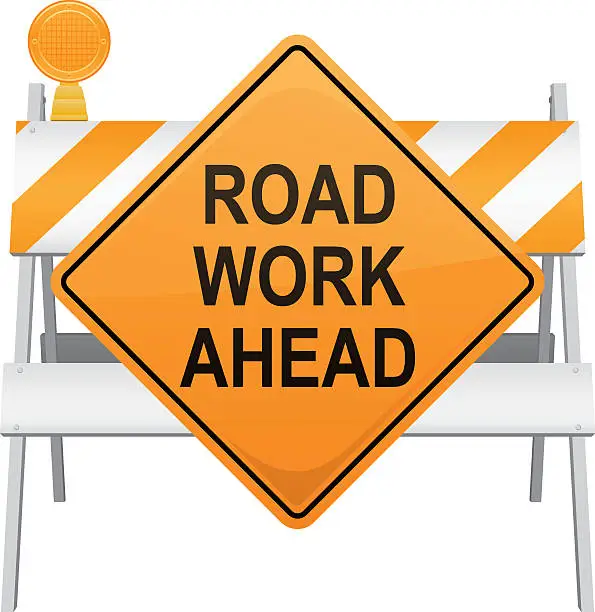 Vector illustration of Road Work Ahead Construction Sign