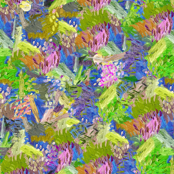 istock Green blue abstract seamless pattern oil strokes texture painting 472302220