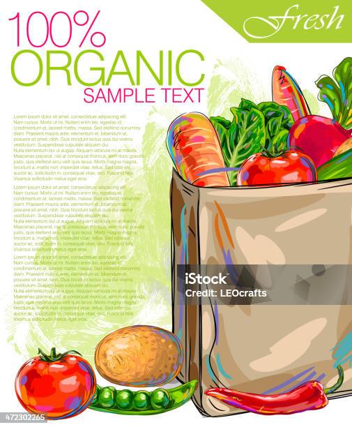 Ilustración de Verduras Frescas y más Vectores Libres de Derechos de Alimento - Alimento, Belleza, Bolsa de papel
