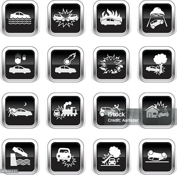 Supergloss ブラックのアイコン自動車事故 - アイコンのベクターアート素材や画像を多数ご用意 - アイコン, 鉄道事故, アイコンセット