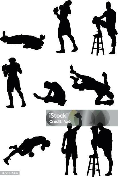 複数のイメージのボクサー - 男性のベクターアート素材や画像を多数ご用意 - 男性, シルエット, 横たわる