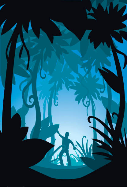 Lost in the Dark Jungle vector art illustration