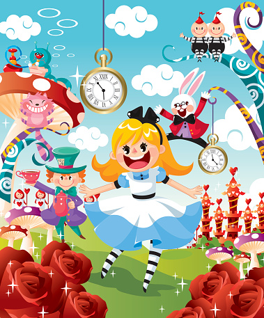 Alice in Wonderland,cartoonFairy Tale ,vector illustration