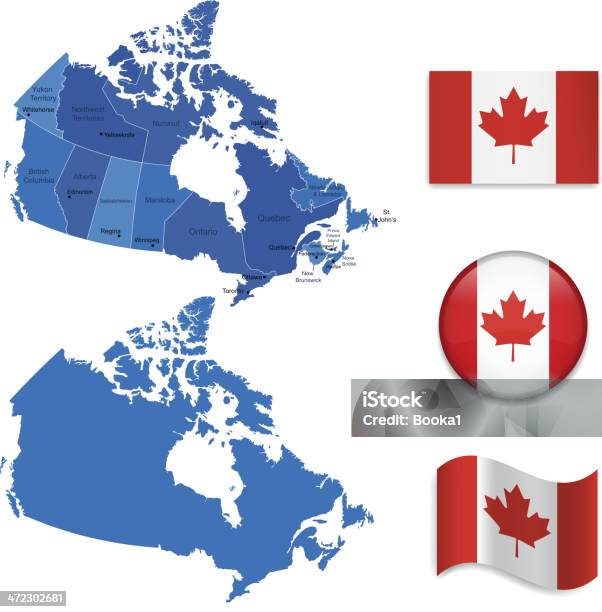 Canada Icon Set Stock Illustration - Download Image Now - Alberta, Arrow Symbol, Blue