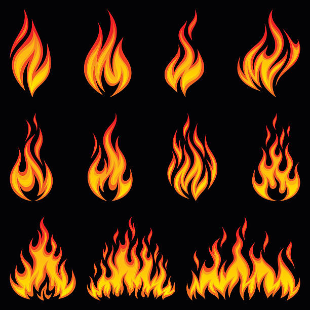 Fire icons A set of various fire icons flame clipart stock illustrations