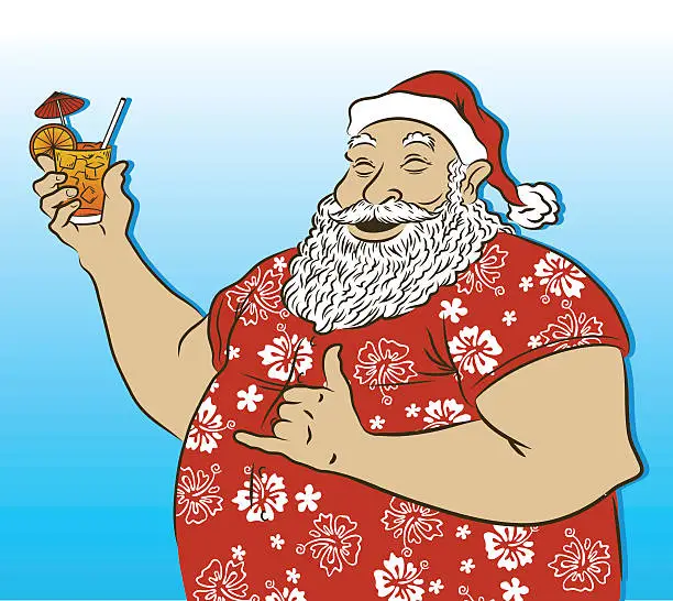 Vector illustration of Vacation Santa