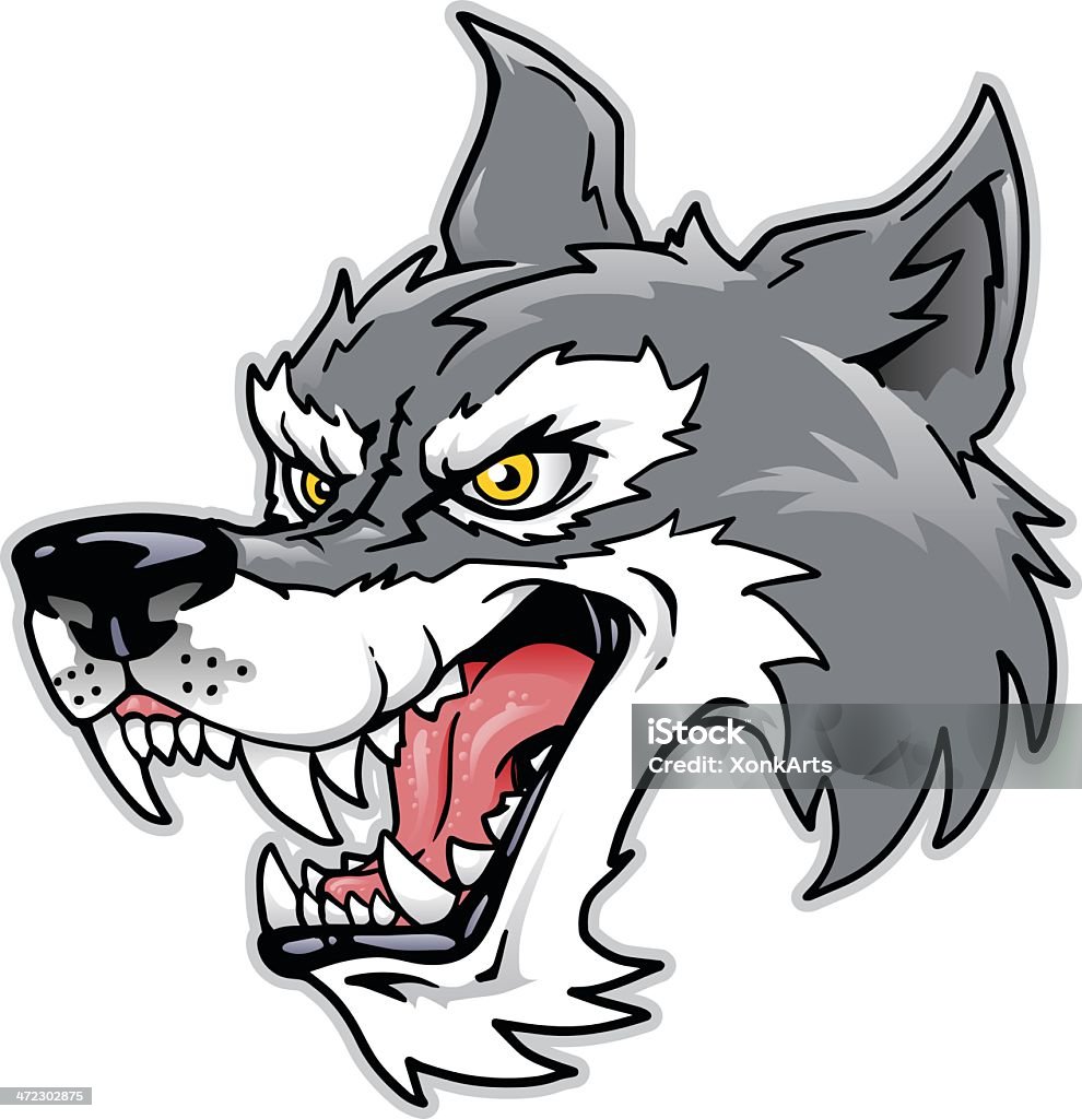 Cabeça de lobo dos desenhos - Vetor de Lobo - Cão Selvagem royalty-free