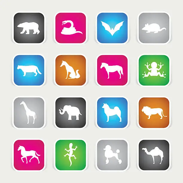 Vector illustration of Multicolor Icons - Animals