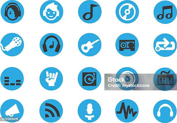 Blue Music Icon Set Stock Illustration - Download Image Now - Arts Culture and Entertainment, Audio Cassette, Audio Electronics