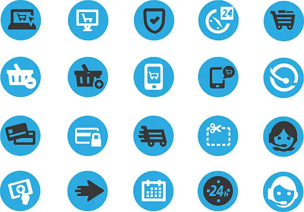 Vector illustration of Blue Retail Icons