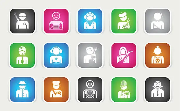 Vector illustration of Multicolor Icons - Professions