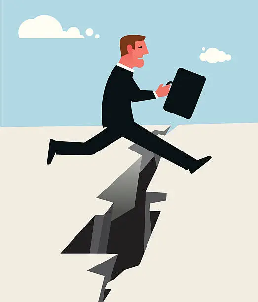 Vector illustration of Jumping over obstacles
