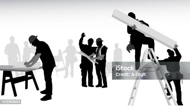 Contractors Stock Illustration - Download Image Now - Blueprint, Construction Worker, Hardhat