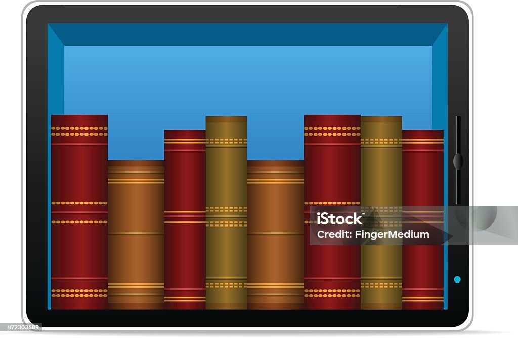 Computador Tablet com Livros - Royalty-free Agenda Eletrónica arte vetorial