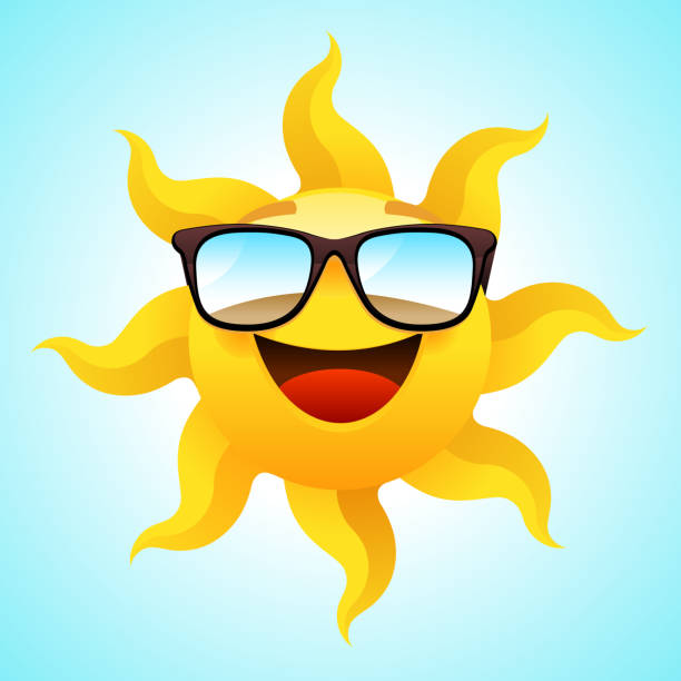 여름 웃는 일요일 안경 - glasses sun sunlight summer stock illustrations