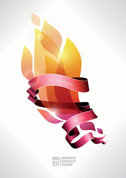 Vector illustration of colorful fire banner