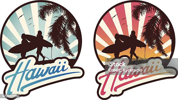 Surf Emblema Havai - Arte vetorial de stock e mais imagens de Big Island - Ilhas do Havai - Big Island - Ilhas do Havai, Havai, Surf